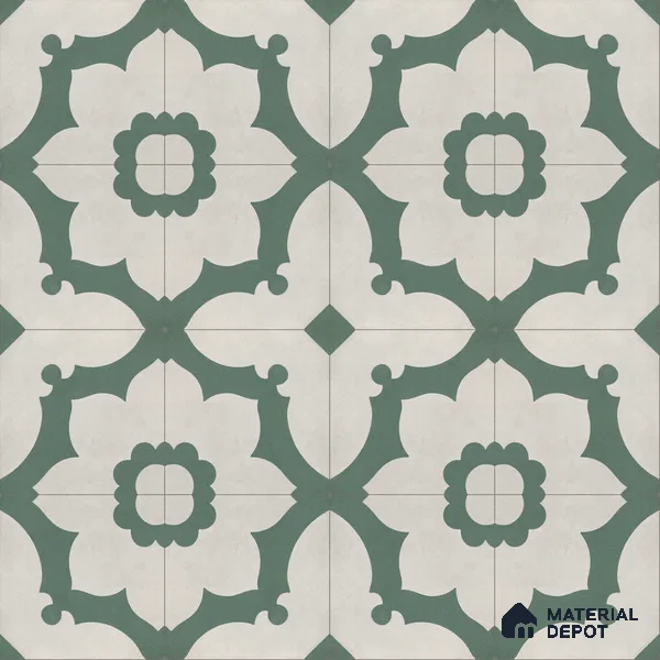 Athangudi Handmade Center Tile TL 10881 D Sage Lotus Medallion 10 x 10 inch Concrete Pearl Finish - 18 mm | Suitable for Indoor Flooring in Living Room, Bedroom, Dining Area & Foyer