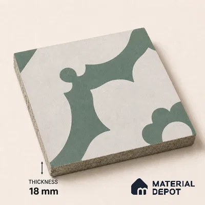 Athangudi Handmade Center Tile TL 10881 D Sage Lotus Medallion 10 x 10 inch Concrete Pearl Finish - 18 mm | Suitable for Indoor Flooring in Living Room, Bedroom, Dining Area & Foyer