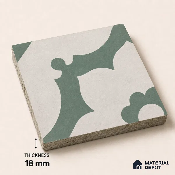 Athangudi Handmade Center Tile TL 10881 D Sage Lotus Medallion 10 x 10 inch Concrete Pearl Finish - 18 mm | Suitable for Indoor Flooring in Living Room, Bedroom, Dining Area & Foyer