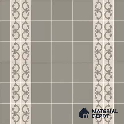 Athangudi Handmade Border Tile TL 10881 E Ash Lotus Medallion 10 x 5 inch Concrete Pearl Finish - 18 mm | Suitable for Decorative Floor Borders in Living Room, Bedroom, Dining Area & Foyer