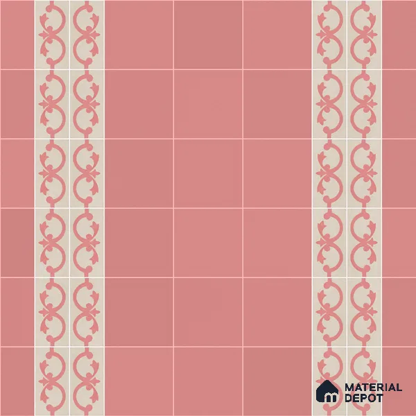 Athangudi Moroccan Floor Tile TL 10881 F Pearl Finish 127 x 254 mm Border Concrete Tile - 18 mm