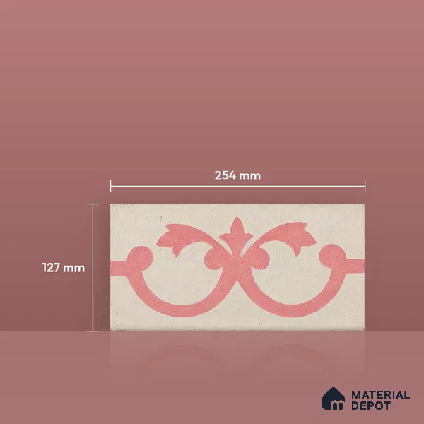 Athangudi Moroccan Floor Tile TL 10881 F Pearl Finish 127 x 254 mm Border Concrete Tile - 18 mm