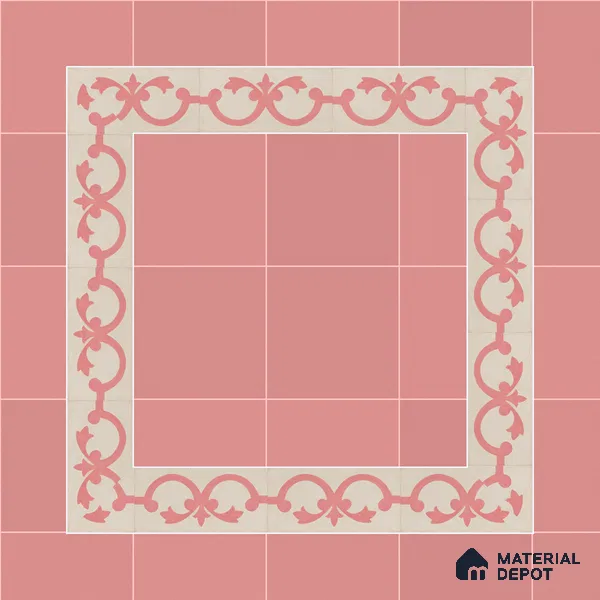 Athangudi Moroccan Floor Tile TL 10881 F Pearl Finish 127 x 254 mm Border Concrete Tile - 18 mm