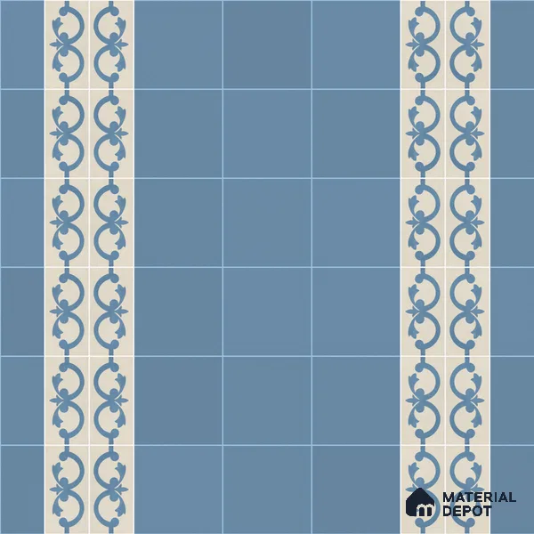 Athangudi Moroccan Floor Tile TL 10881 G Pearl Finish 127 x 254 mm Border Concrete Tile - 18 mm