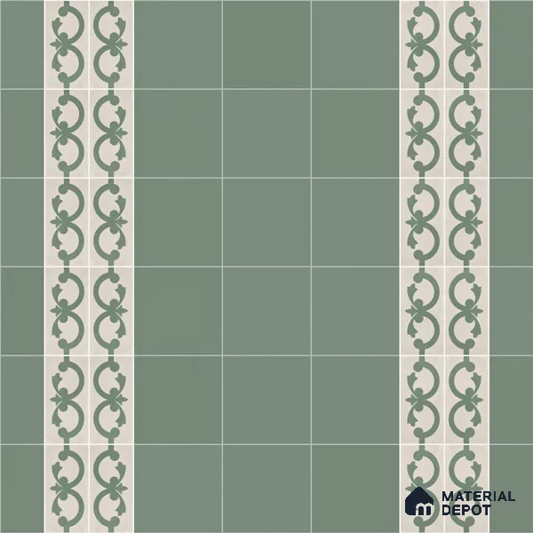 Athangudi Moroccan Floor Tile TL 10881 H Pearl Finish 127 x 254 mm Border Concrete Tile - 18 mm
