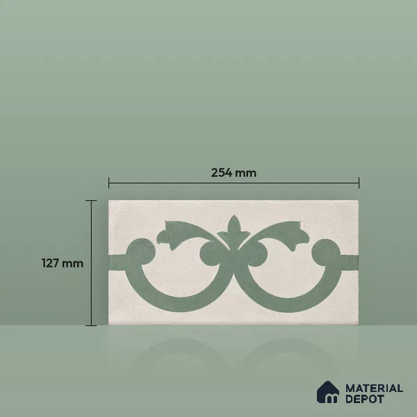 Athangudi Moroccan Floor Tile TL 10881 H Pearl Finish 127 x 254 mm Border Concrete Tile - 18 mm