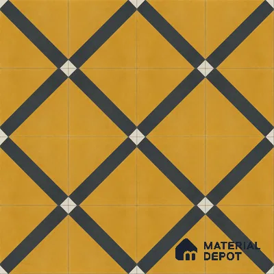 Athangudi Handmade Center Tile TL 10873 Saffron Diamond Lattice 10 x 10 inch Concrete Pearl Finish - 18 mm | Suitable for Indoor Flooring in Living Room, Bedroom, Dining Area & Foyer