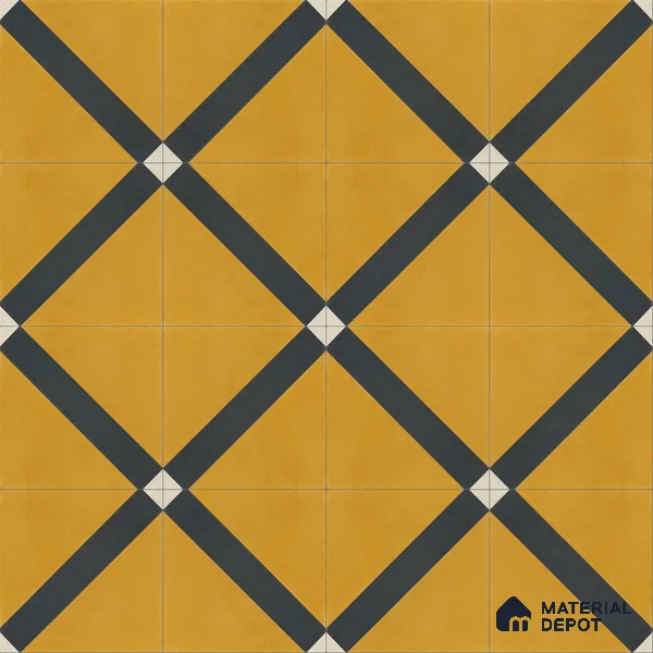 Athangudi Handmade Center Tile TL 10873 Saffron Diamond Lattice 10 x 10 inch Concrete Pearl Finish - 18 mm | Suitable for Indoor Flooring in Living Room, Bedroom, Dining Area & Foyer