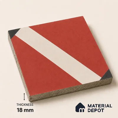 Athangudi Handmade Center Tile TL 10873 B Vermilion Diamond Lattice 10 x 10 inch Concrete Pearl Finish - 18 mm | Suitable for Indoor Flooring in Living Room, Bedroom, Dining Area & Foyer