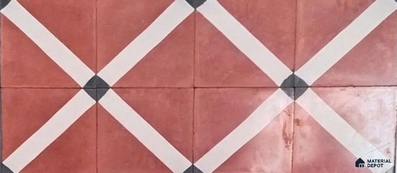 Athangudi Moroccan Floor Tile TL 10873 B Pearl Finish 254 x 254 mm Center Concrete Tile - 18 mm