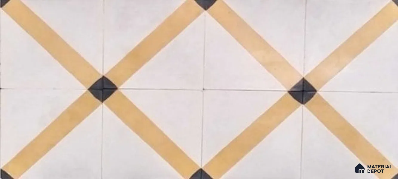 Athangudi Moroccan Floor Tile TL 10873 C Pearl Finish 254 x 254 mm Center Concrete Tile - 18 mm