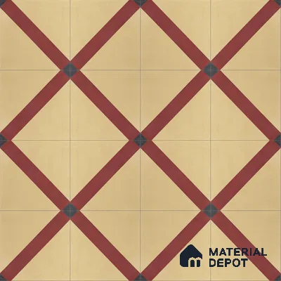 Athangudi Handmade Center Tile TL 10873 D Burgundy Heritage Lattice 10 x 10 inch Concrete Pearl Finish - 18 mm | Suitable for Indoor Flooring in Living Room, Bedroom, Dining Area & Foyer