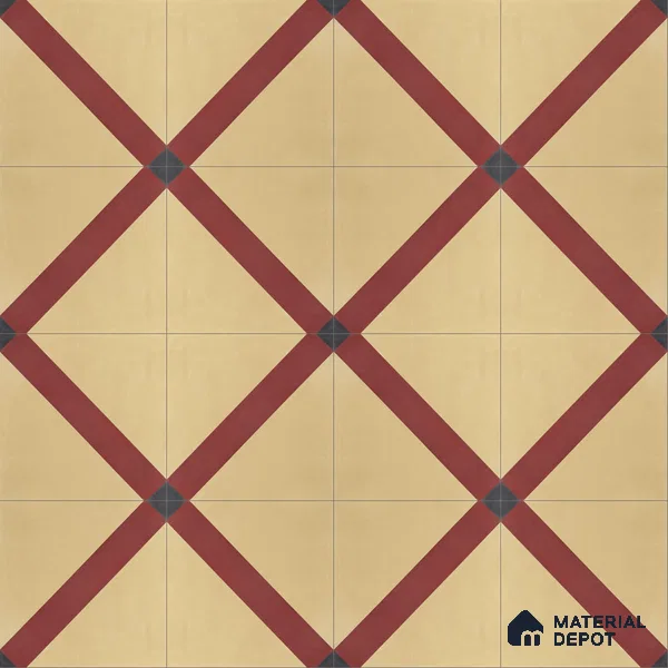 Athangudi Handmade Center Tile TL 10873 D Burgundy Heritage Lattice 10 x 10 inch Concrete Pearl Finish - 18 mm | Suitable for Indoor Flooring in Living Room, Bedroom, Dining Area & Foyer