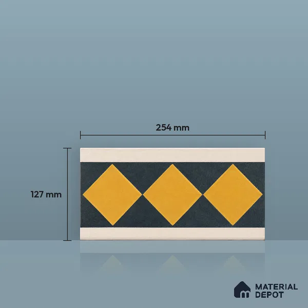 Athangudi Moroccan Floor Tile TL 10873 E Pearl Finish 127 x 254 mm Border Concrete Tile - 18 mm