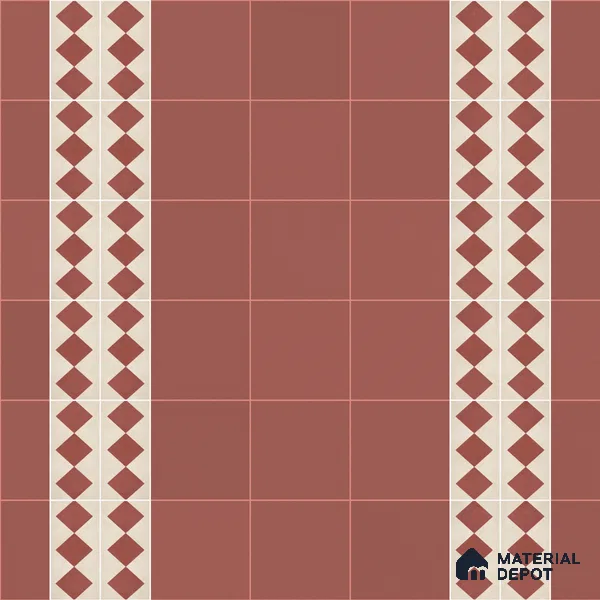Athangudi Moroccan Floor Tile TL 10873 F Pearl Finish 127 x 254 mm Border Concrete Tile - 18 mm