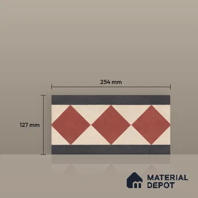 Athangudi Moroccan Floor Tile TL 10873 F Pearl Finish 127 x 254 mm Border Concrete Tile - 18 mm