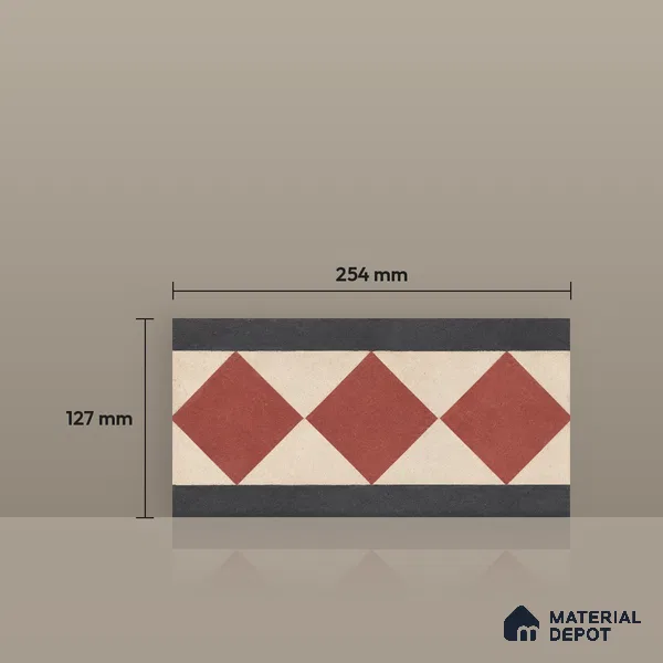 Athangudi Moroccan Floor Tile TL 10873 F Pearl Finish 127 x 254 mm Border Concrete Tile - 18 mm