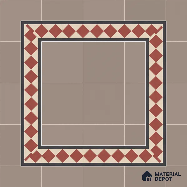 Athangudi Moroccan Floor Tile TL 10873 F Pearl Finish 127 x 254 mm Border Concrete Tile - 18 mm