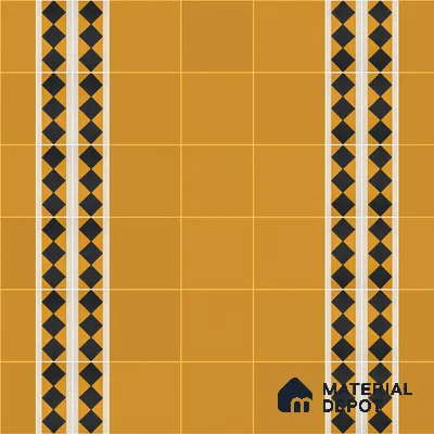 Athangudi Moroccan Floor Tile TL 10873 G Pearl Finish 127 x 254 mm Border Concrete Tile - 18 mm