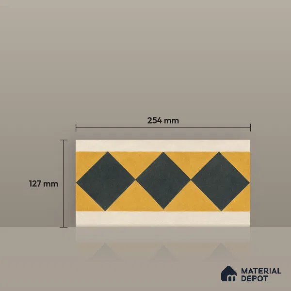 Athangudi Moroccan Floor Tile TL 10873 G Pearl Finish 127 x 254 mm Border Concrete Tile - 18 mm