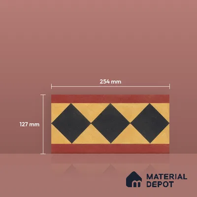 Athangudi Handmade Border Tile TL 10873 H Burgundy Heritage Lattice 10 x 5 inch Concrete Pearl Finish - 18 mm | Suitable for Decorative Floor Borders in Living Room, Bedroom, Dining Area & Foyer