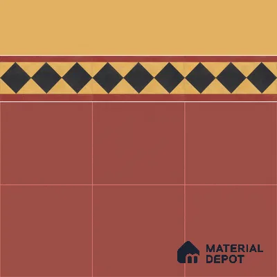 Athangudi Handmade Border Tile TL 10873 H Burgundy Heritage Lattice 10 x 5 inch Concrete Pearl Finish - 18 mm | Suitable for Decorative Floor Borders in Living Room, Bedroom, Dining Area & Foyer