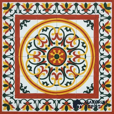 Athangudi Moroccan Floor Tile TL 10882 C Pearl Finish 254 x 254 mm Border Concrete Tile - 18 mm