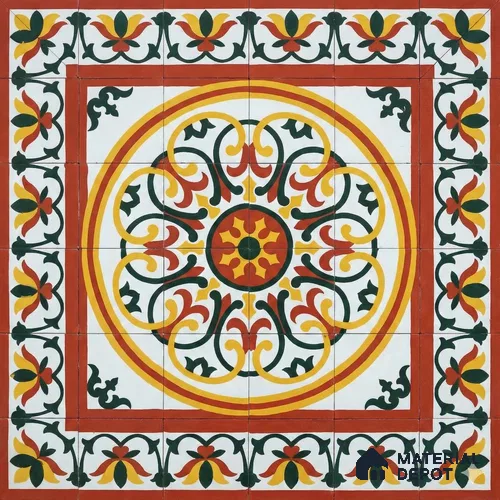 Athangudi Moroccan Floor Tile TL 10882 C Pearl Finish 254 x 254 mm Border Concrete Tile - 18 mm