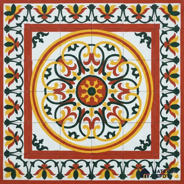 Athangudi Moroccan Floor Tile TL 10882 C Pearl Finish 254 x 254 mm Border Concrete Tile - 18 mm