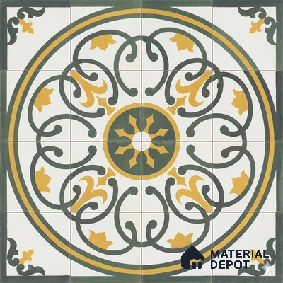 Athangudi Moroccan Floor Tile TL 10882 B Pearl Finish 254 x 254 mm Center Concrete Tile - 18 mm