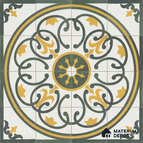 Athangudi Moroccan Floor Tile TL 10882 B Pearl Finish 254 x 254 mm Center Concrete Tile - 18 mm