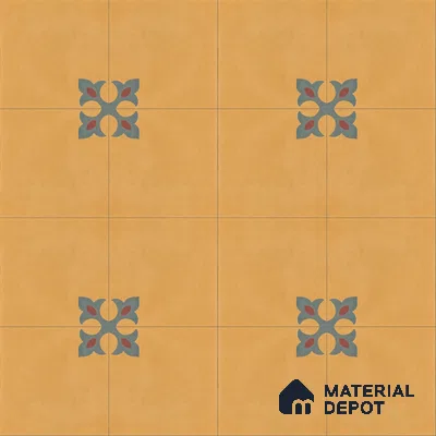 Athangudi Handmade Center Tile TL 10878 Ochre Heritage Knot 10 x 10 inch Concrete Pearl Finish - 18 mm | Suitable for Indoor Flooring in Living Room, Bedroom, Dining Area & Foyer