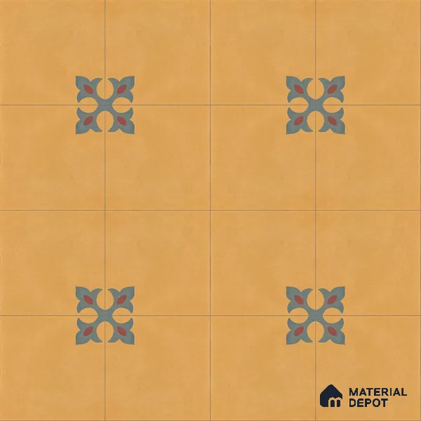 Athangudi Handmade Center Tile TL 10878 Ochre Heritage Knot 10 x 10 inch Concrete Pearl Finish - 18 mm | Suitable for Indoor Flooring in Living Room, Bedroom, Dining Area & Foyer