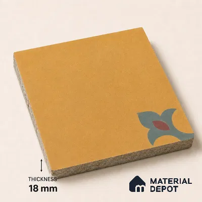 Athangudi Handmade Center Tile TL 10878 Ochre Heritage Knot 10 x 10 inch Concrete Pearl Finish - 18 mm | Suitable for Indoor Flooring in Living Room, Bedroom, Dining Area & Foyer
