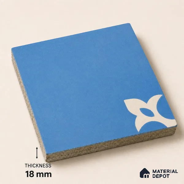 Athangudi Handmade Center Tile TL 10878 B Indigo Heritage Knot 10 x 10 inch Concrete Pearl Finish - 18 mm | Suitable for Indoor Flooring in Living Room, Bedroom, Dining Area & Foyer