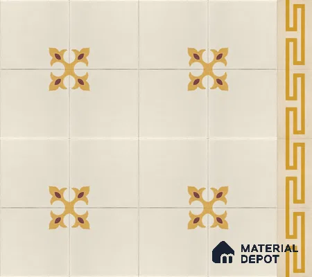 Athangudi Handmade Center Tile TL 10878 C Ivory Gold Knot 10 x 10 inch Concrete Pearl Finish - 18 mm | Suitable for Indoor Flooring in Living Room, Bedroom, Dining Area & Foyer