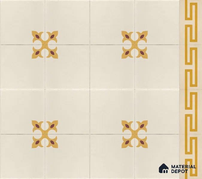 Athangudi Handmade Center Tile TL 10878 C Ivory Gold Knot 10 x 10 inch Concrete Pearl Finish - 18 mm | Suitable for Indoor Flooring in Living Room, Bedroom, Dining Area & Foyer