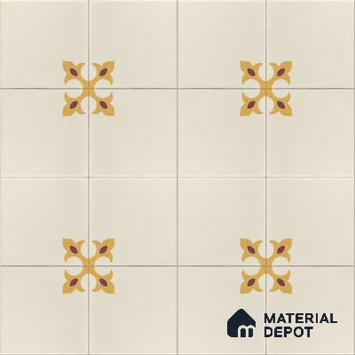 Athangudi Handmade Center Tile TL 10878 C Ivory Gold Knot 10 x 10 inch Concrete Pearl Finish - 18 mm | Suitable for Indoor Flooring in Living Room, Bedroom, Dining Area & Foyer