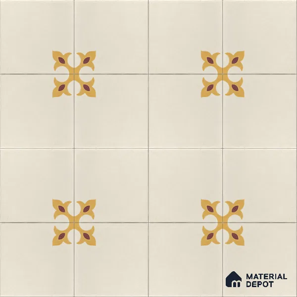 Athangudi Handmade Center Tile TL 10878 C Ivory Gold Knot 10 x 10 inch Concrete Pearl Finish - 18 mm | Suitable for Indoor Flooring in Living Room, Bedroom, Dining Area & Foyer