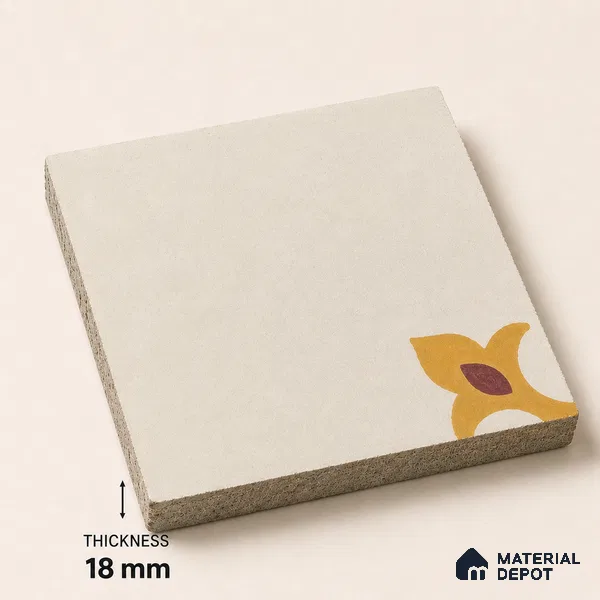 Athangudi Handmade Center Tile TL 10878 C Ivory Gold Knot 10 x 10 inch Concrete Pearl Finish - 18 mm | Suitable for Indoor Flooring in Living Room, Bedroom, Dining Area & Foyer