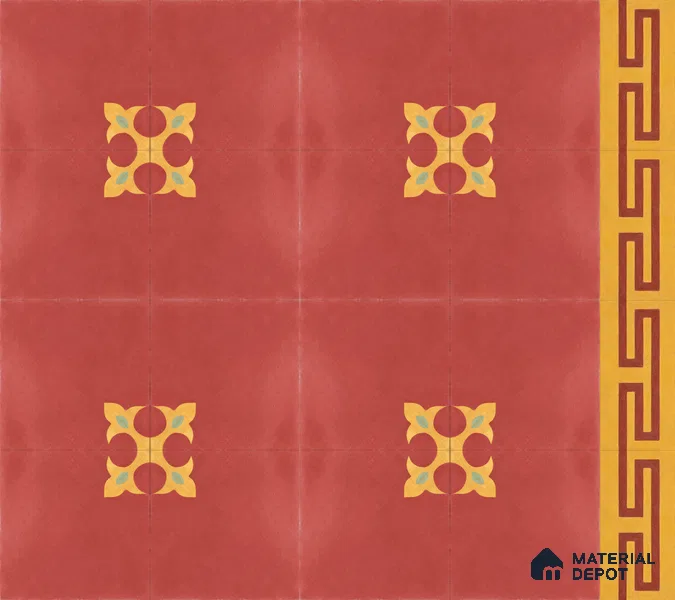 Athangudi Handmade Center Tile TL 10878 D Rust Gold Knot 10 x 10 inch Concrete Pearl Finish - 18 mm | Suitable for Indoor Flooring in Living Room, Bedroom, Dining Area & Foyer