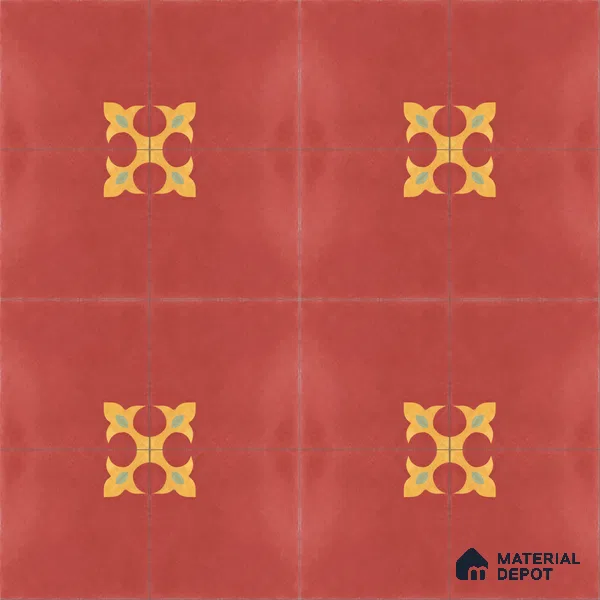 Athangudi Handmade Center Tile TL 10878 D Rust Gold Knot 10 x 10 inch Concrete Pearl Finish - 18 mm | Suitable for Indoor Flooring in Living Room, Bedroom, Dining Area & Foyer