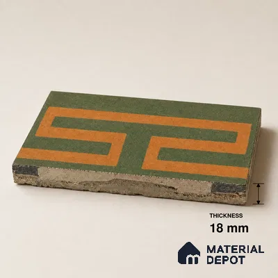 Athangudi Handmade Border Tile TL 10877 H Ochre Slate Sun 10 x 5 inch Concrete Pearl Finish - 18 mm | Suitable for Decorative Floor Borders in Living Room, Bedroom, Dining Area & Foyer