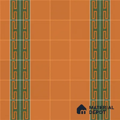 Athangudi Handmade Border Tile TL 10878 E Ochre Heritage Knot 10 x 5 inch Concrete Pearl Finish - 18 mm | Suitable for Decorative Floor Borders in Living Room, Bedroom, Dining Area & Foyer