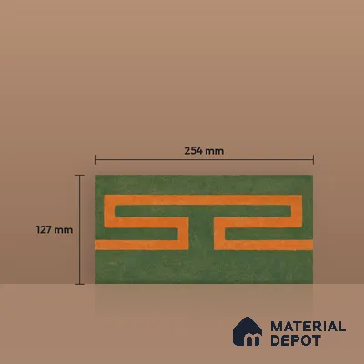 Athangudi Handmade Border Tile TL 10878 E Ochre Heritage Knot 10 x 5 inch Concrete Pearl Finish - 18 mm | Suitable for Decorative Floor Borders in Living Room, Bedroom, Dining Area & Foyer
