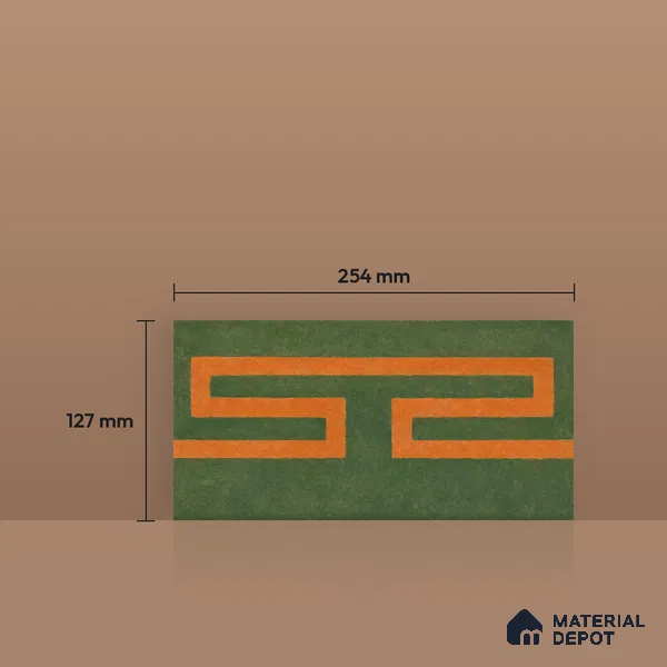 Athangudi Handmade Border Tile TL 10878 E Ochre Heritage Knot 10 x 5 inch Concrete Pearl Finish - 18 mm | Suitable for Decorative Floor Borders in Living Room, Bedroom, Dining Area & Foyer
