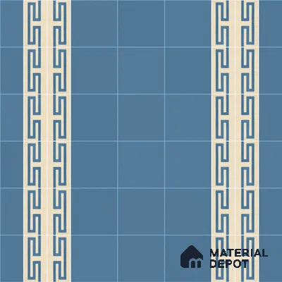 Athangudi Handmade Border Tile TL 10878 F Indigo Heritage Knot 10 x 5 inch Concrete Pearl Finish - 18 mm | Suitable for Decorative Floor Borders in Living Room, Bedroom, Dining Area & Foyer