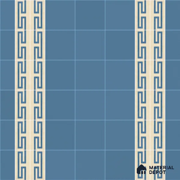 Athangudi Handmade Border Tile TL 10878 F Indigo Heritage Knot 10 x 5 inch Concrete Pearl Finish - 18 mm | Suitable for Decorative Floor Borders in Living Room, Bedroom, Dining Area & Foyer