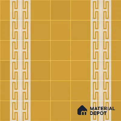 Athangudi Handmade Border Tile TL 10878 G Ivory Gold Knot 10 x 5 inch Concrete Pearl Finish - 18 mm | Suitable for Decorative Floor Borders in Living Room, Bedroom, Dining Area & Foyer
