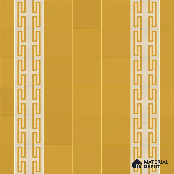 Athangudi Handmade Border Tile TL 10878 G Ivory Gold Knot 10 x 5 inch Concrete Pearl Finish - 18 mm | Suitable for Decorative Floor Borders in Living Room, Bedroom, Dining Area & Foyer